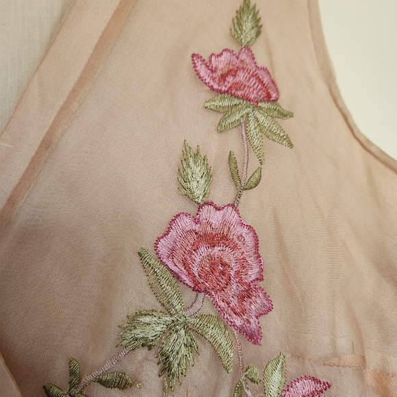 Vintage April Cornell Silk And Cotton Floral Embroidery Dress Medium - Picture 6 of 11